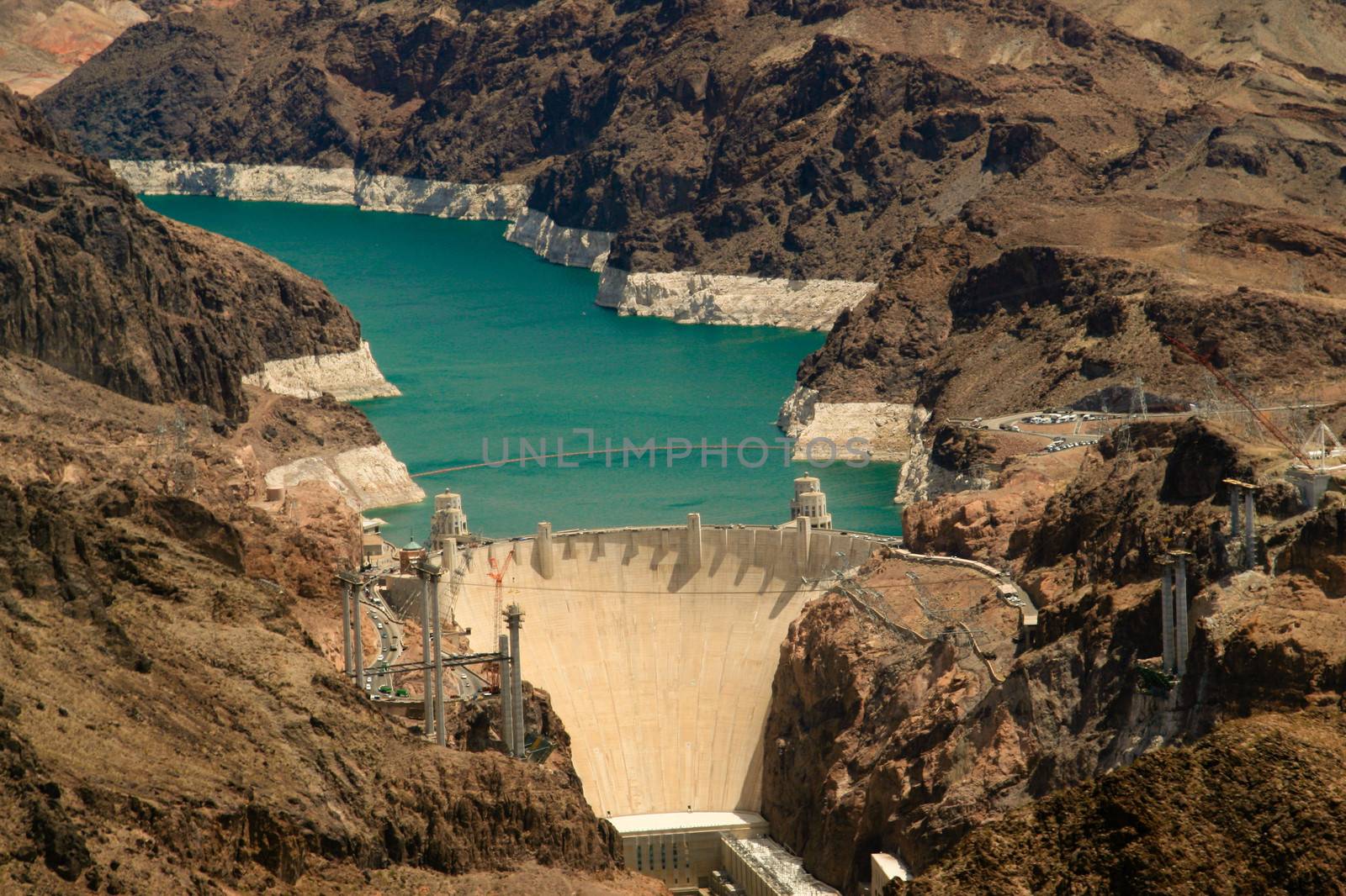 Hoover Dam in the Black Canyon of the Colorado River, on the border between Arizona and Nevada.
