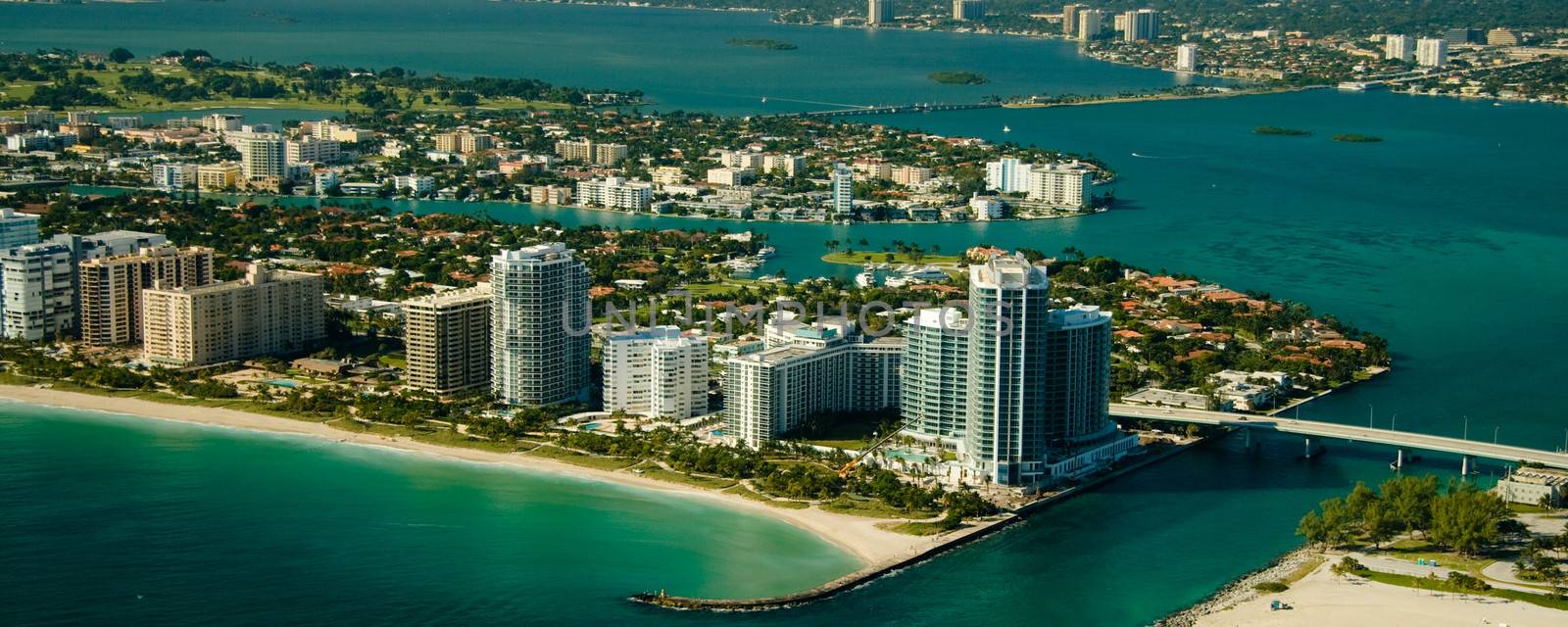 Panoramic aerial view of Miami seashore, Florida, U.S.A.