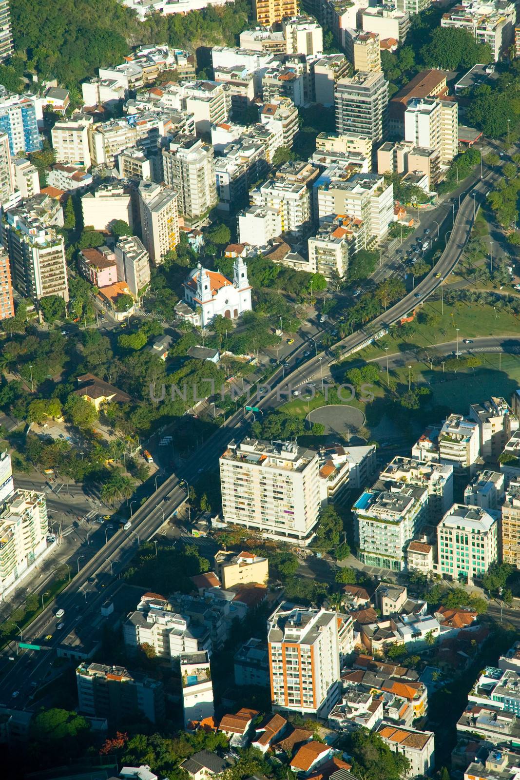 Aerial view of buildings in a city, Lagoa Rodrigo De Freitas, Rio de Janeiro, Brazil