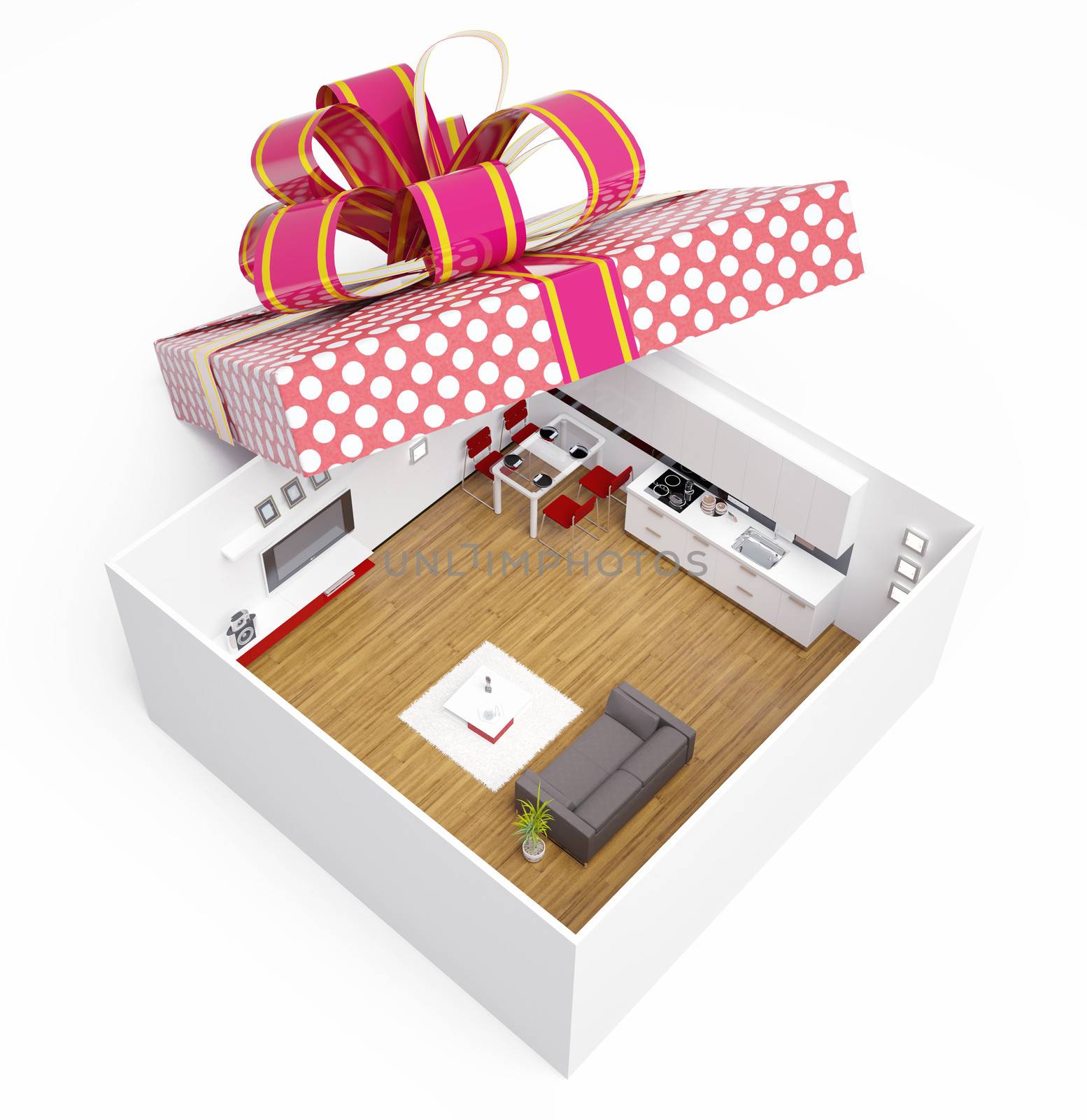 luxury modern apartment in gift box. creative concept