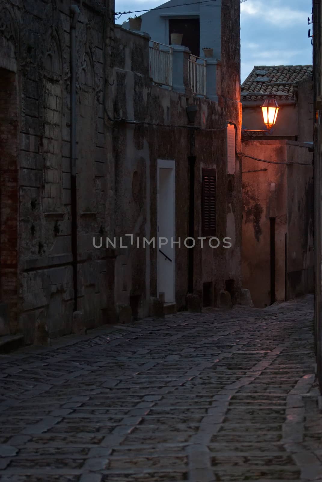 old town of Erice at night. Sicily