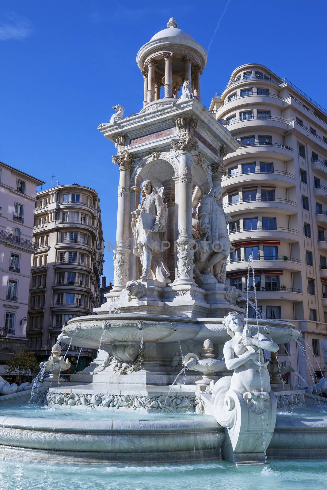 Famous fountain in Place des Jacobins, Lyon 