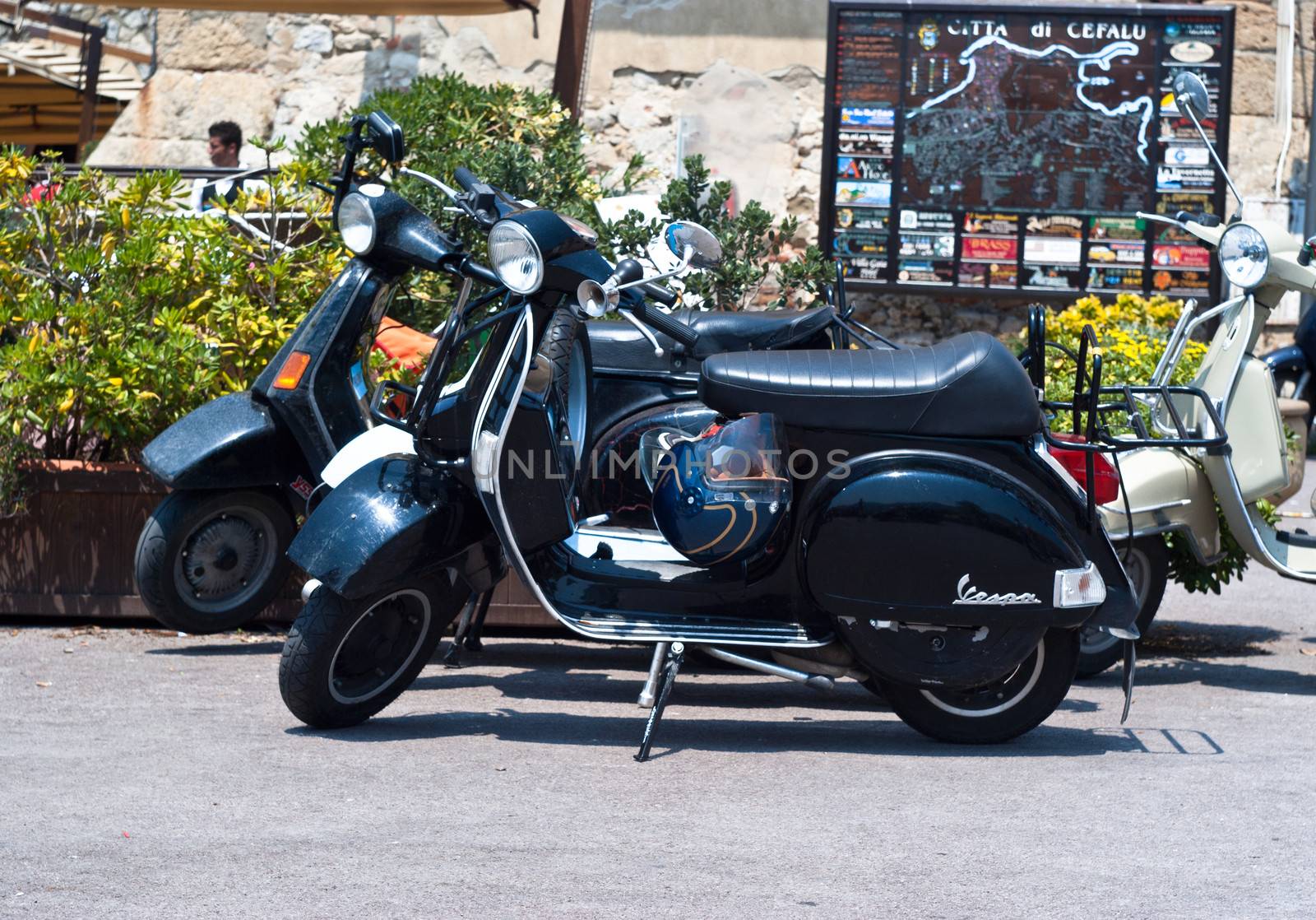 CEFALU' (PA) ITALY - MAY 27: Vespa scooters on display at scooter meeting on May 27, 2011 in Cefalu (PA) Sicily-Italy