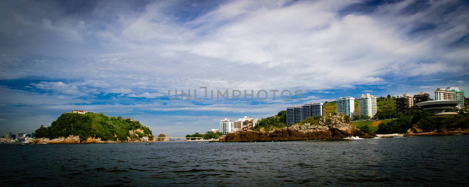 Panoramic view of Boa Viagem island in the city of Niteroi, Rio de Janeiro, Brazil.