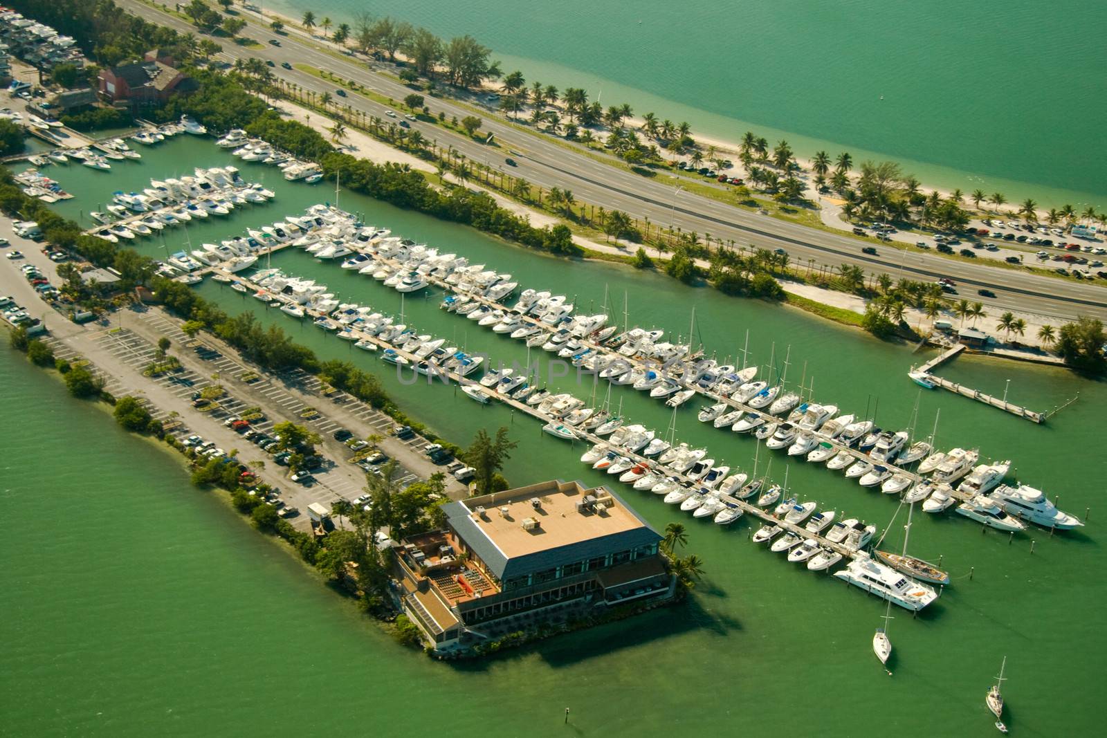 Aerial view of boats docked at a marina, Miami, Miami-Dade County, Florida, USA