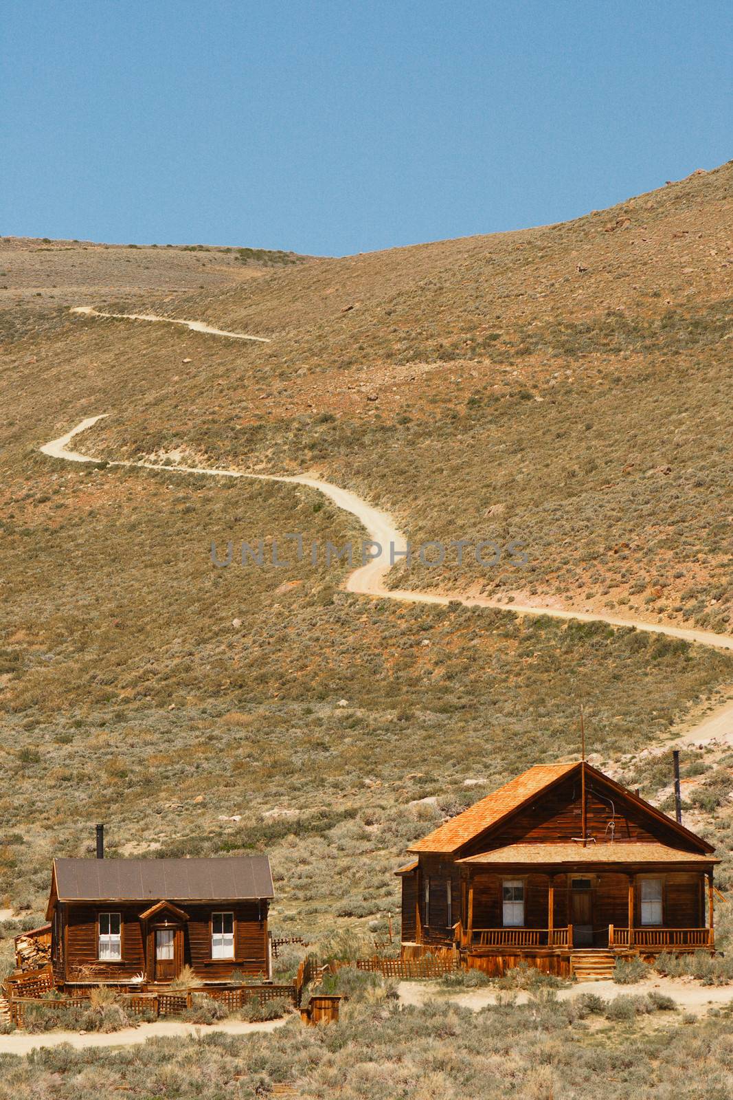 Scenic view of old buildings in Bodie State Historic Park, California, U.S.A.