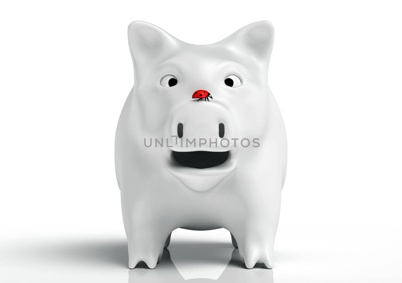 Surprised white piggy bank by TaiChesco