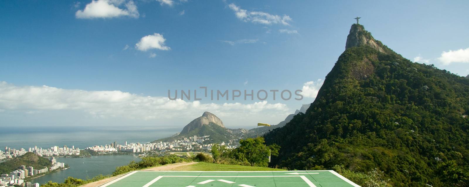 Distant view of Christ The Redeemer on top of the Corcovado Mountain, Rio De Janeiro, Brazil