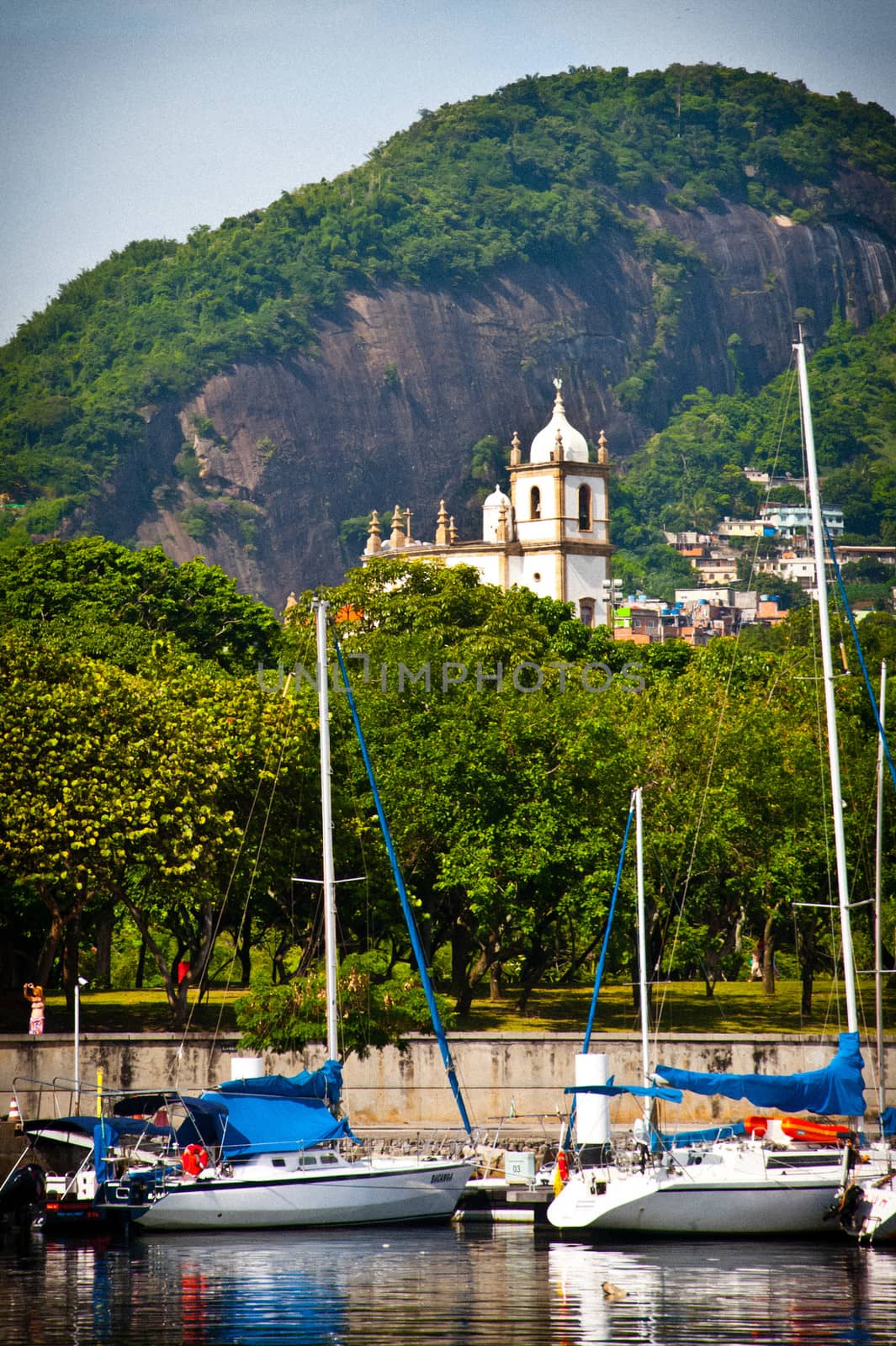Church of Gloria as seen from the Marina da Gloria in Rio de Janeiro, Brazil