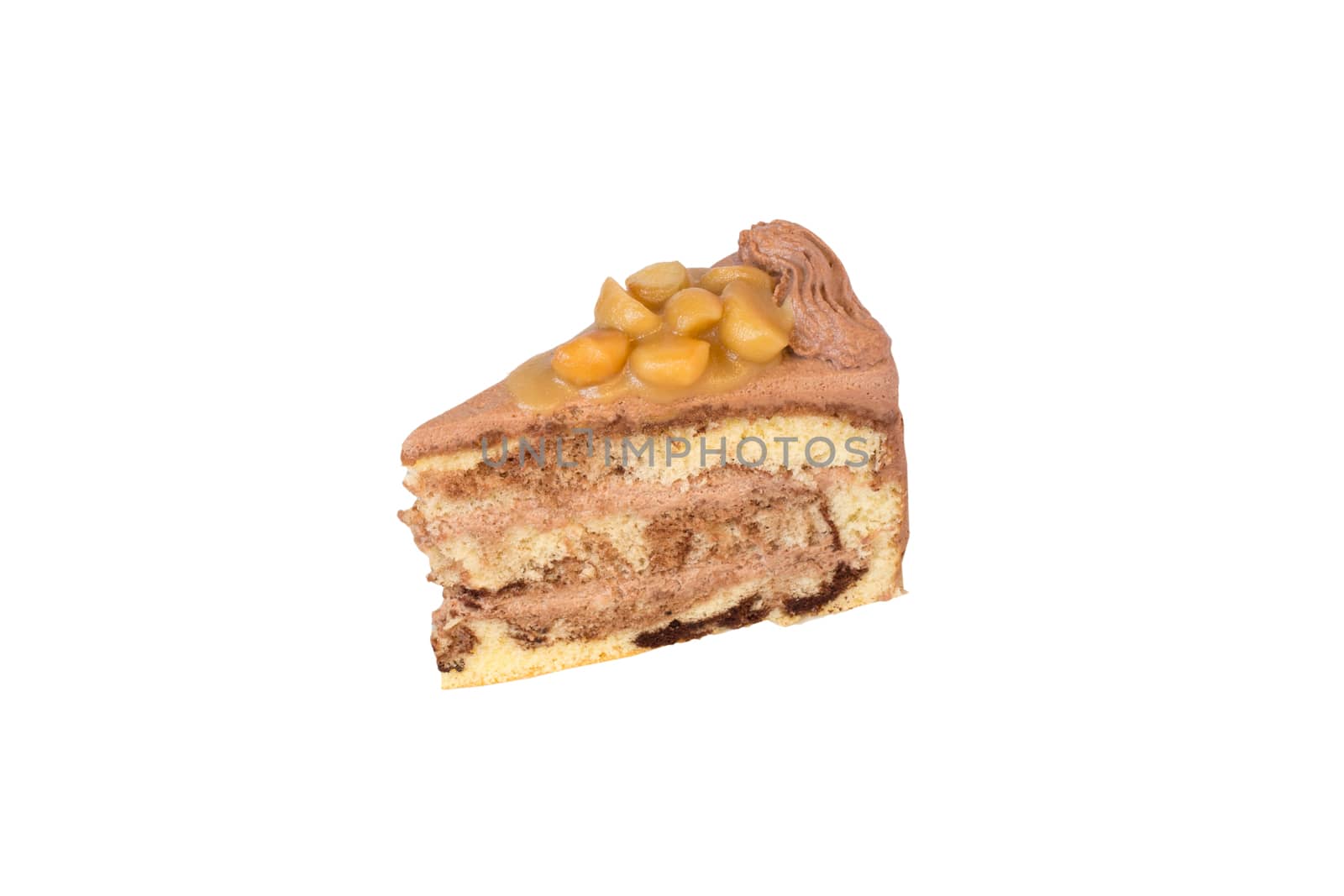 Cream cake with nuts on top