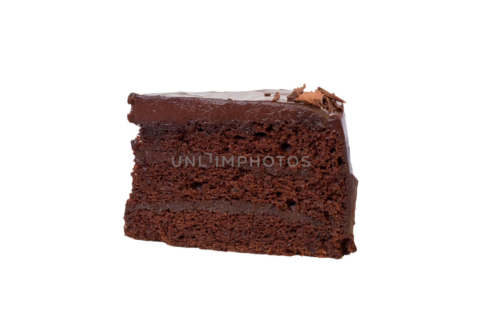 Dark chocolate cake isolated on white