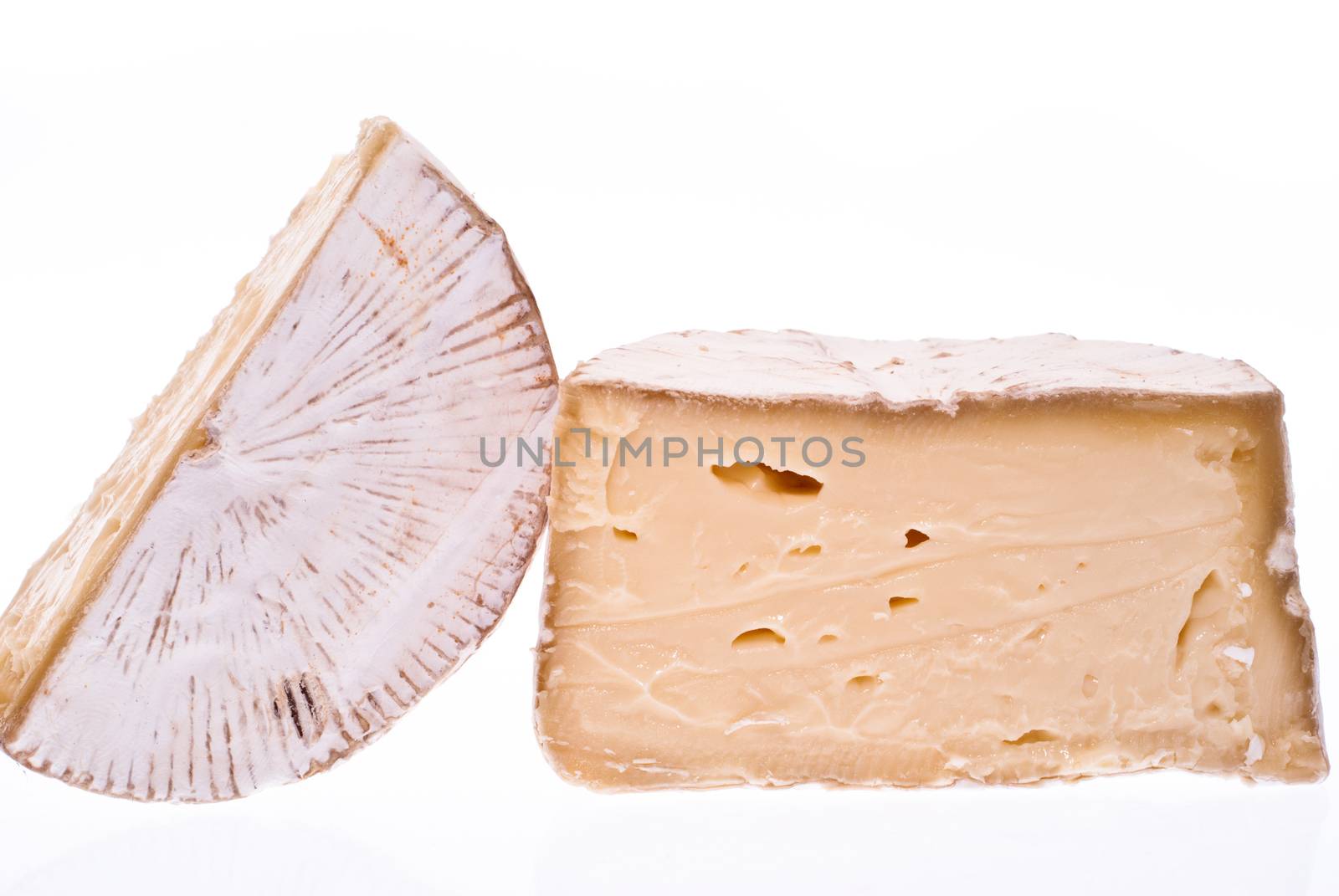 Soft cheese isolated on a white background