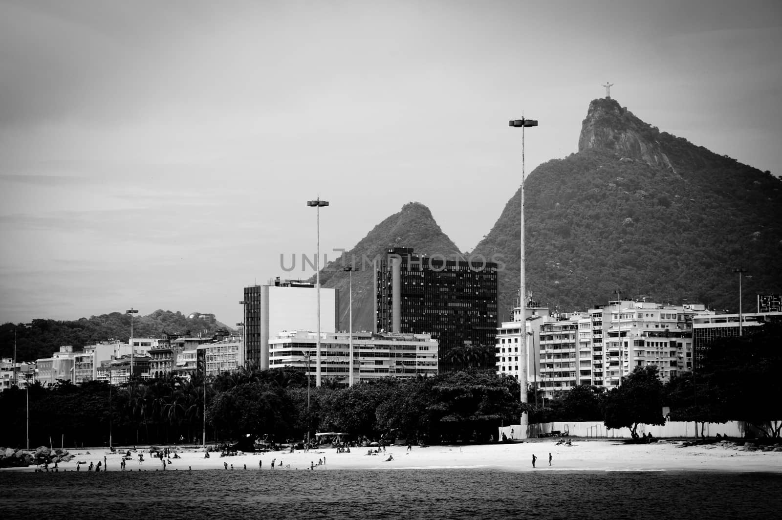 Cristo Redentor as seen from a boat in the Baia de Guanabara in Rio de Janeiro, Brazil