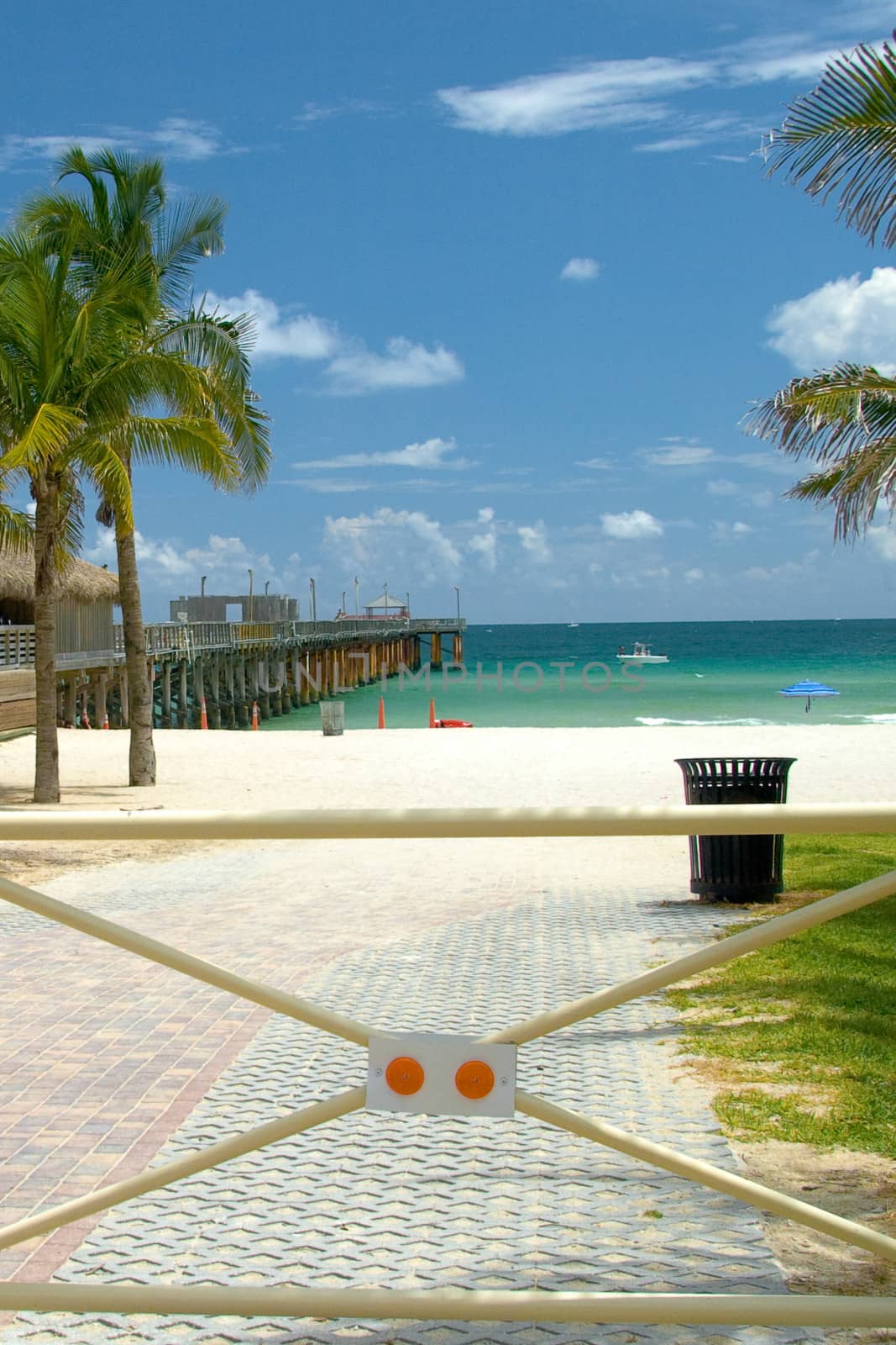 Gate at the entrance of a beach, Miami, Miami-Dade County, Florida, USA