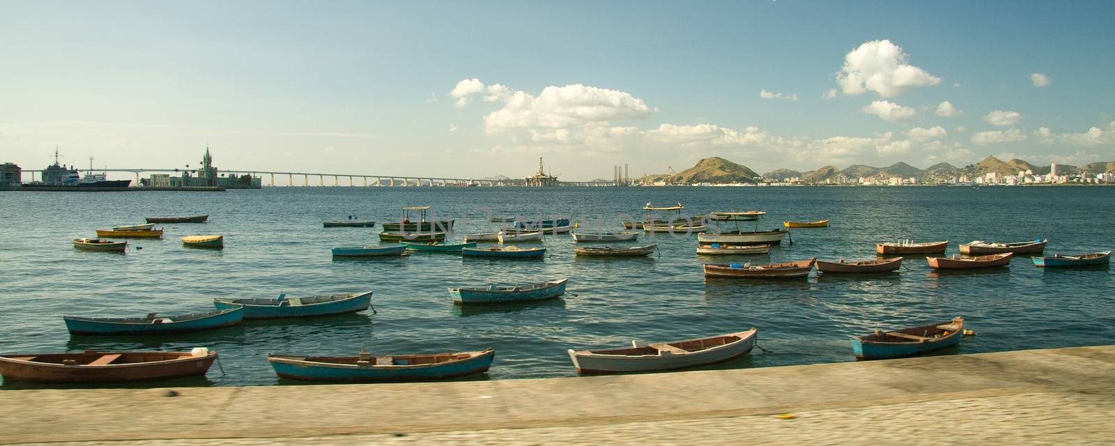 Fishing boats in Guanabara Bay, Rio De Janeiro, Brazil