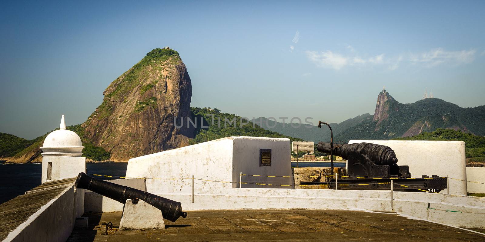 Fortress with Sugarloaf Mountain in the background, Guanabara Bay, Rio De Janeiro, Brazil