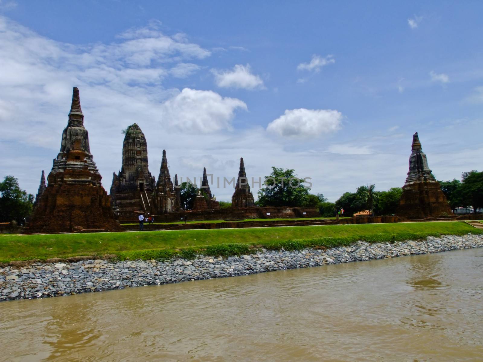 Chaiwatthanaram buddhist monastery on the bank of Chaopraya river in Ayutthaya, old capital city, in Thailand
