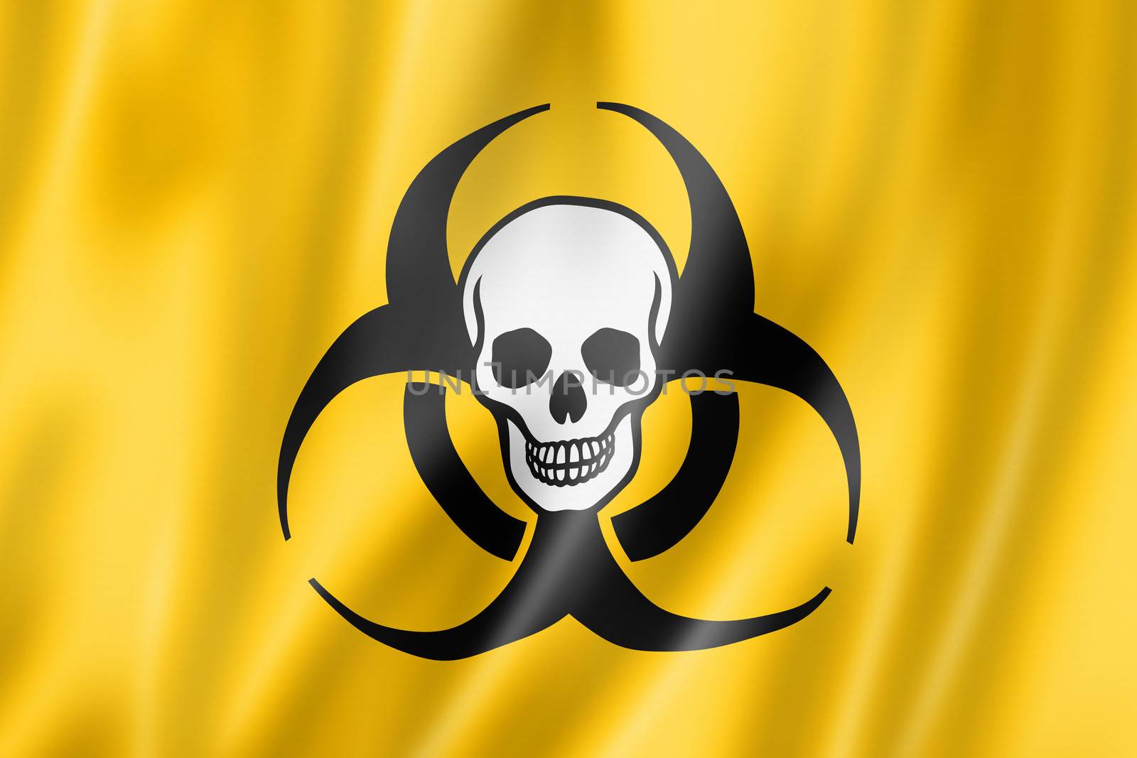 Biohazard death flag, three dimensional render, satin texture