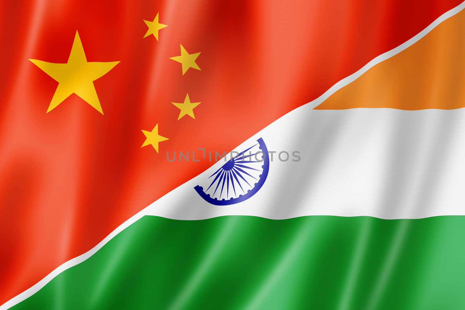 China and India flag by daboost