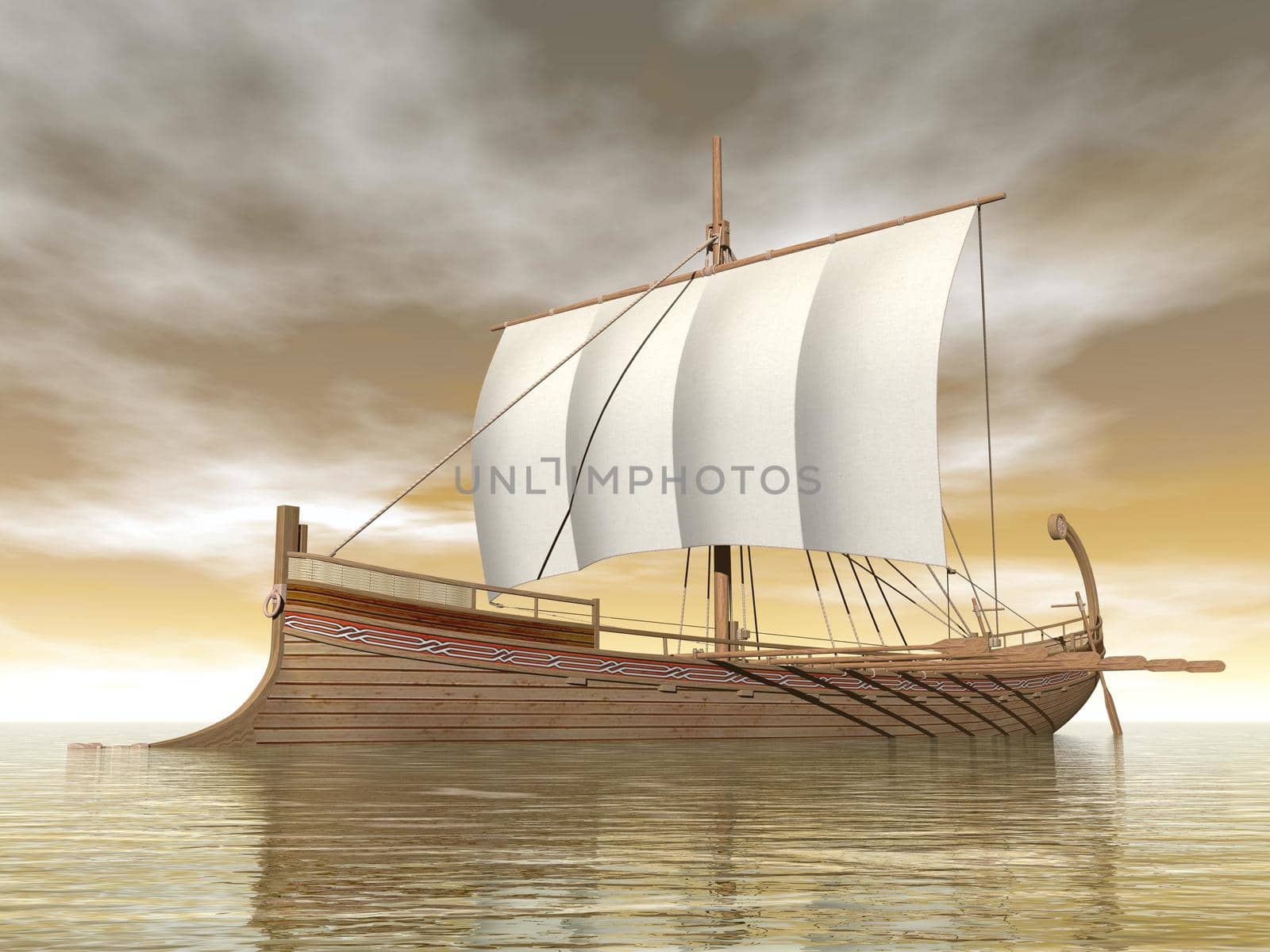 Old greek boat - 3D render by Elenaphotos21
