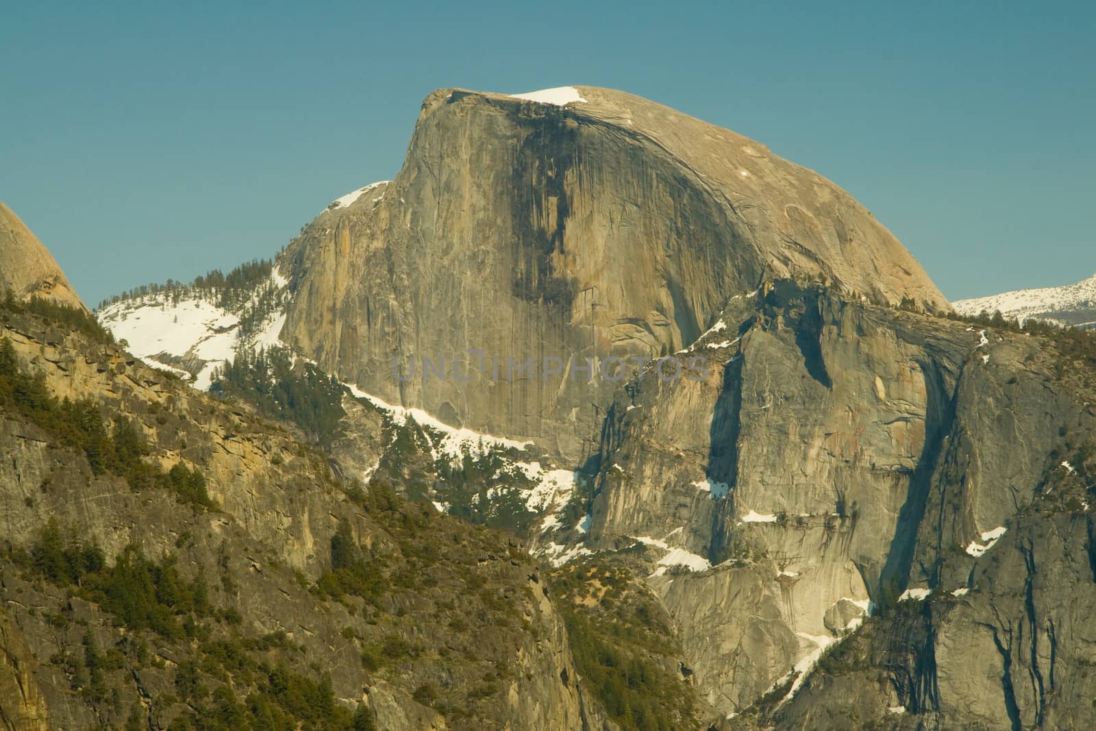 Rock formations in a valley, Half Dome, Yosemite Valley, Yosemite National Park, California, USA