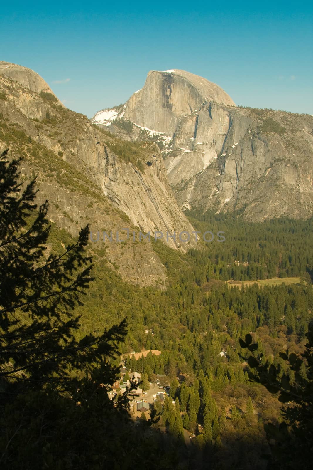 Rock formations in a valley, Half Dome, Yosemite Valley, Yosemite National Park, California, USA