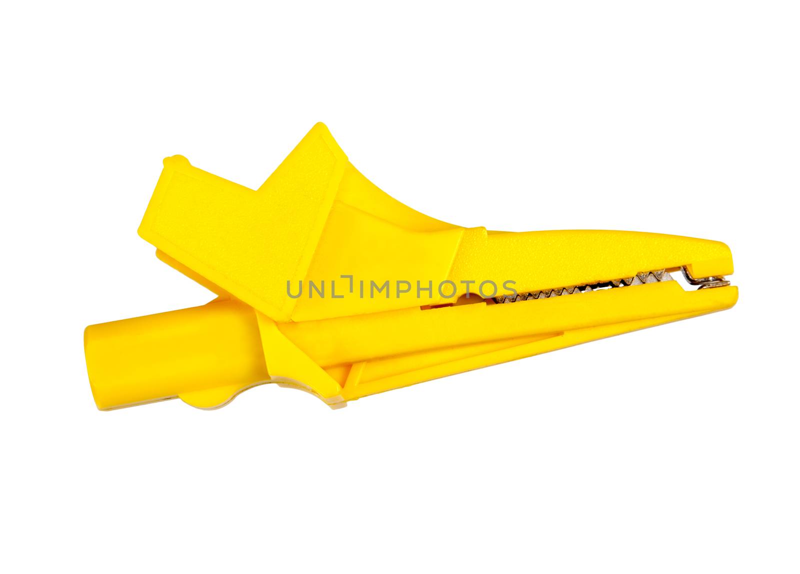 yellow crocodile circuit clip isolated on white background