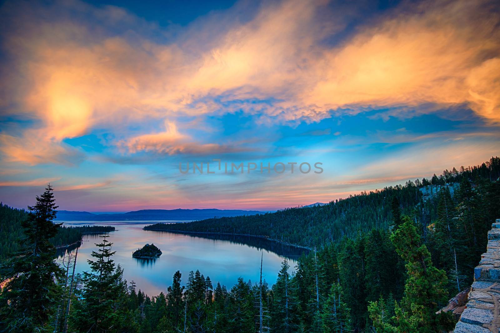 High angle view of a lake, Lake Tahoe, Sierra Nevada, California, USA