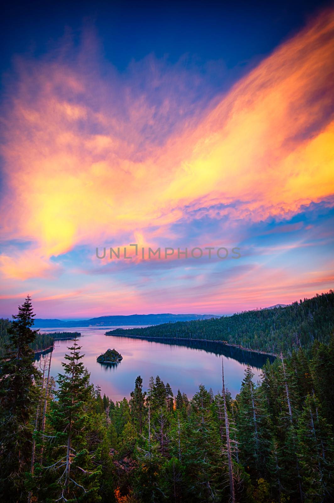 High angle view of a lake, Lake Tahoe, Sierra Nevada, California, USA