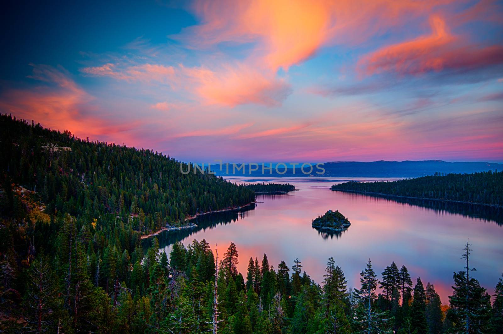 High angle view of a lake, Lake Tahoe, Sierra Nevada, California, USA