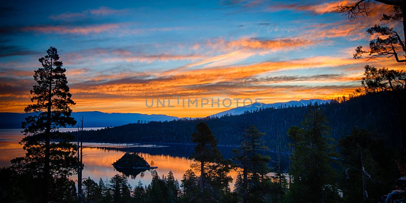 Reflection of clouds in a lake, Lake Tahoe, Sierra Nevada, California, USA