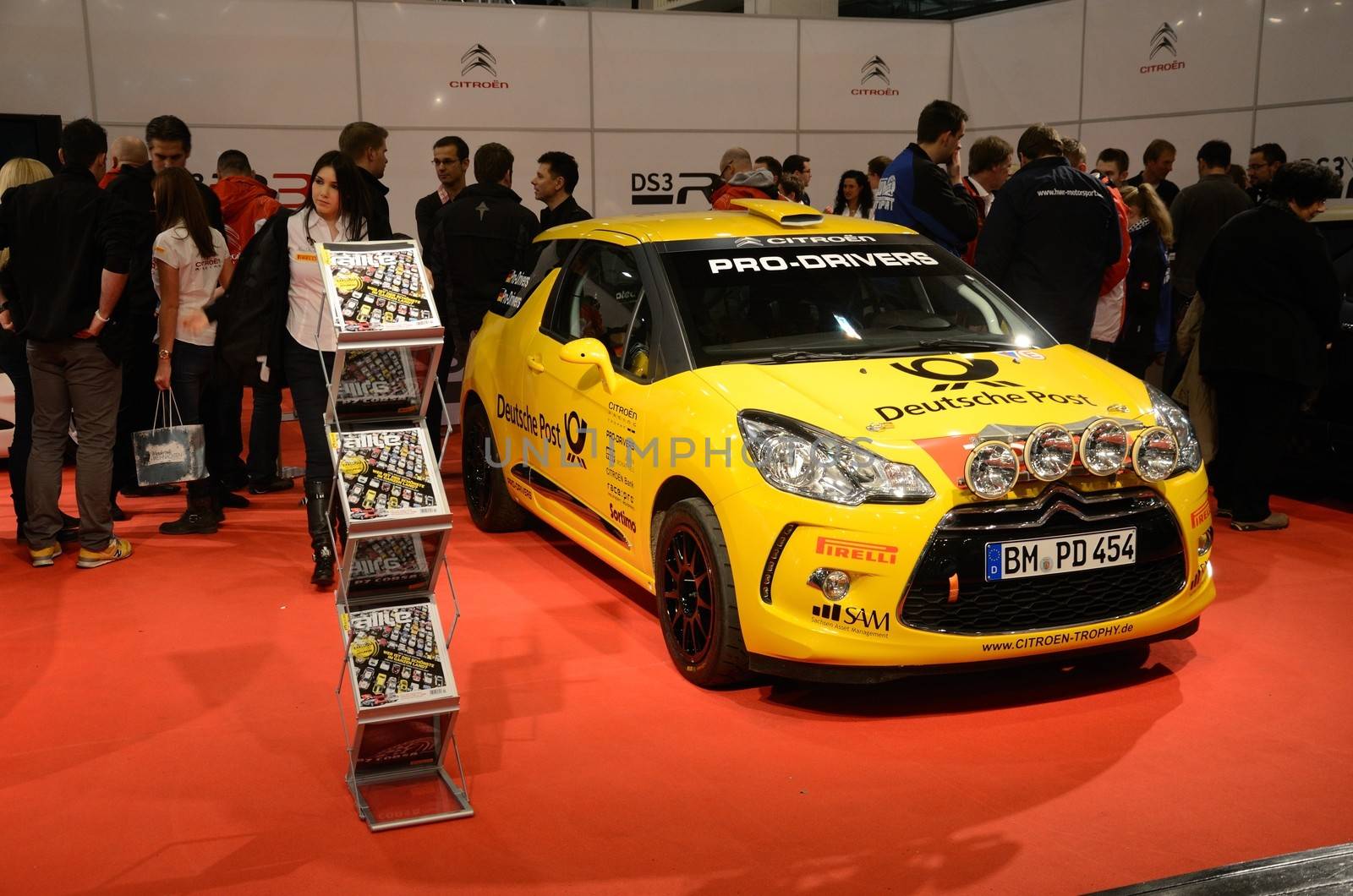 ESSEN, GERMANY - November 30: Racing Citroen sponsored by Deutsche Post on Essen Motor Show in Germany, on November 30, 2013.