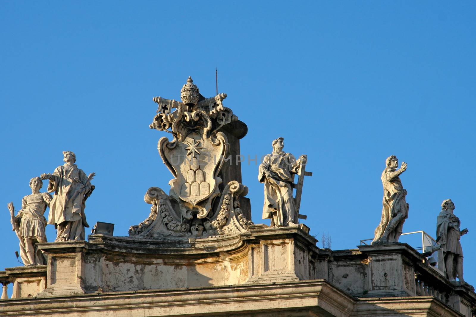 Low angle view of statues at St. Peter's Square, Vatican City, Rome, Rome Province, Lazio, Italy