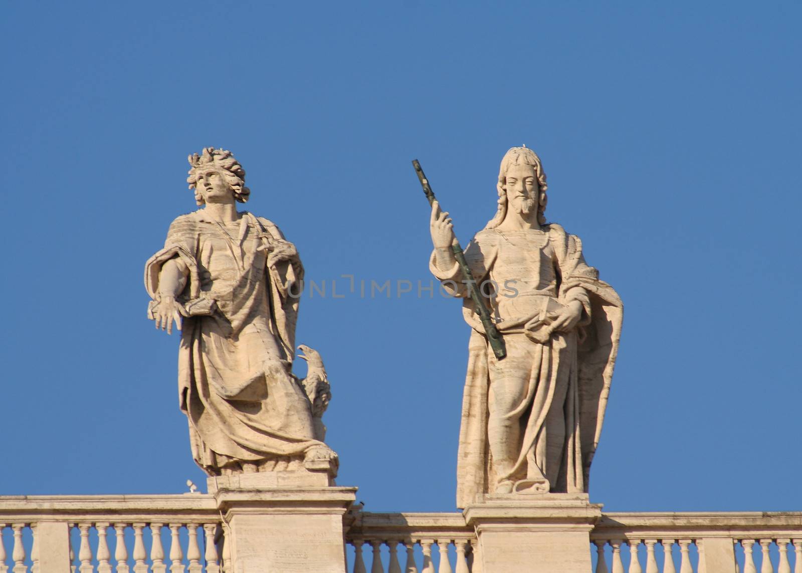 Low angle view of statues at St. Peter's Square, Vatican City, Rome, Rome Province, Lazio, Italy