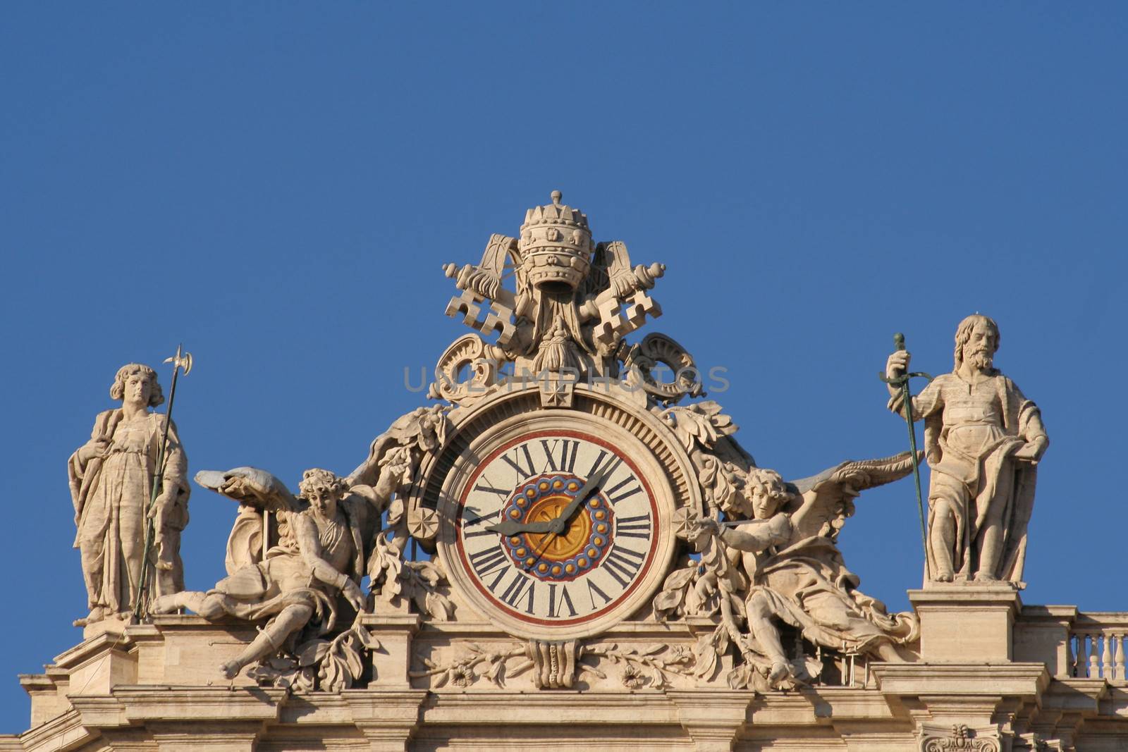 Low angle view of statues at St. Peter's Square, Vatican City, Rome, Rome Province, Lazio, Italy