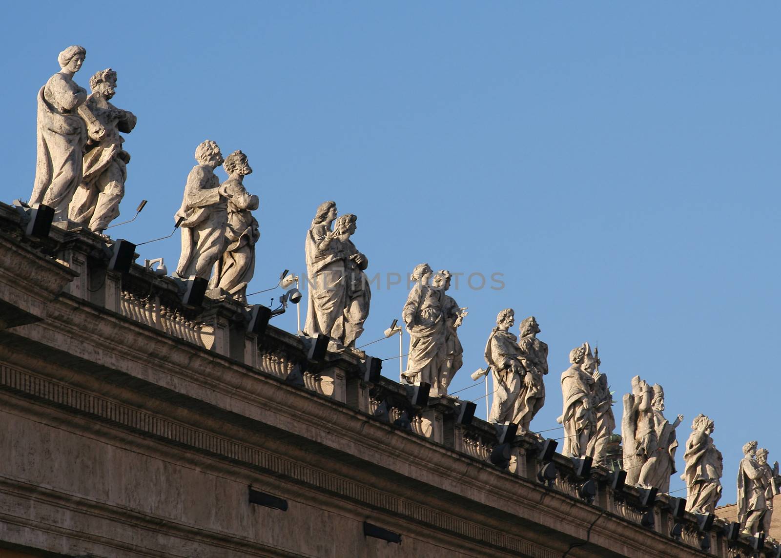 Low angle view of statues at St. Peter's Square, Vatican City, Rome, Rome Province, Lazio, Italy