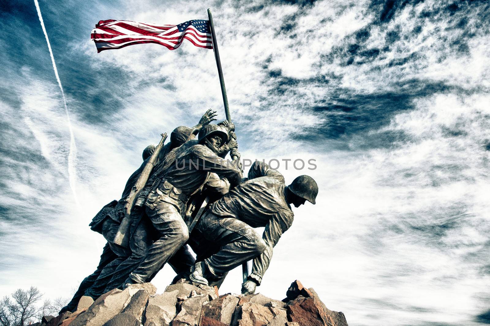 The Marine Corps War Memorial outside Arlington Cemetery in Washington DC, United States.