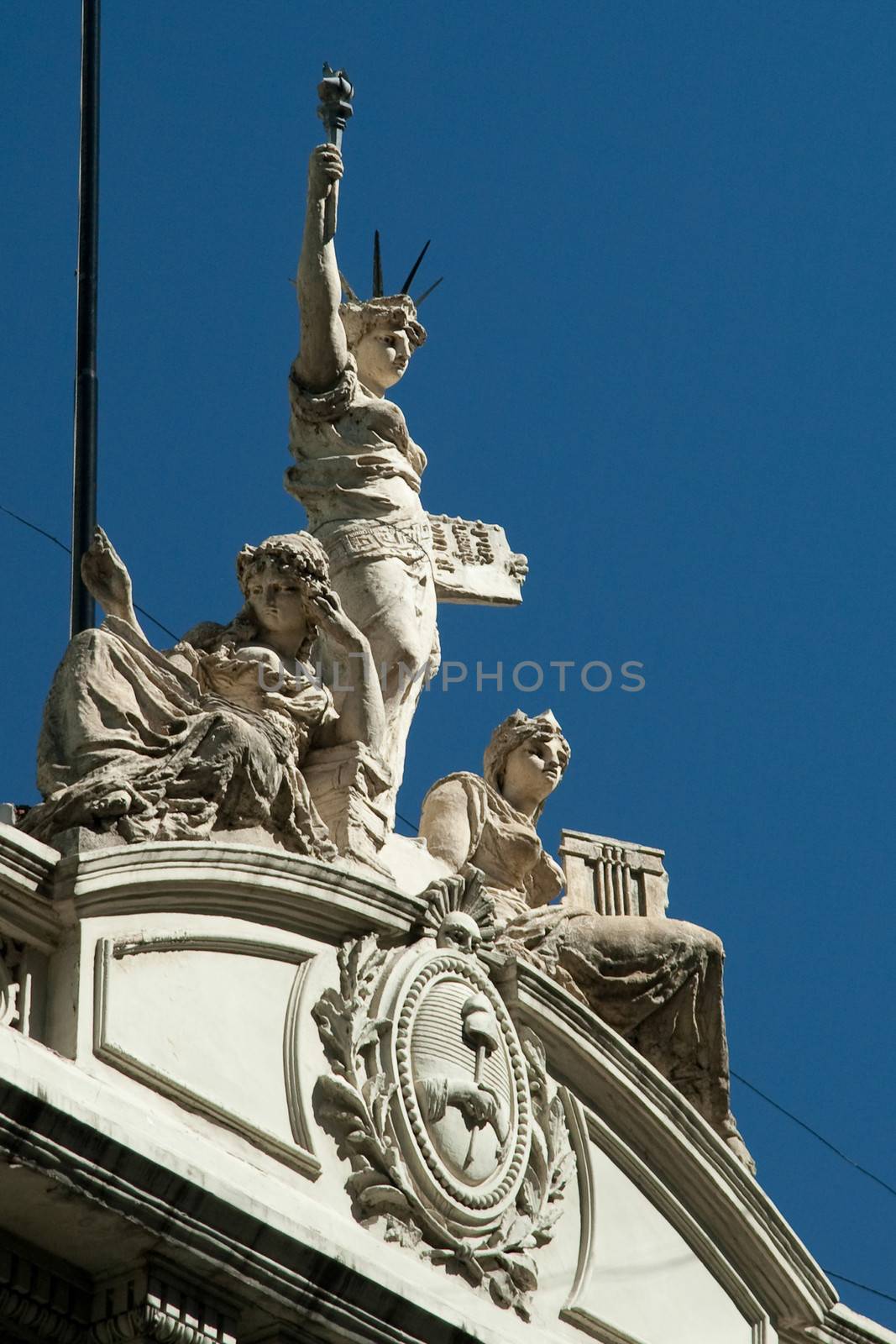 Architectural details of building in the Microcentro area of Buenos Aires, Argentina.