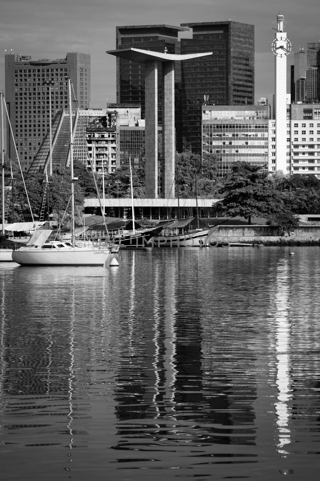 Monument to the ones killed at war as seen from Marina da Gloria in Rio de Janeiro, Brazil