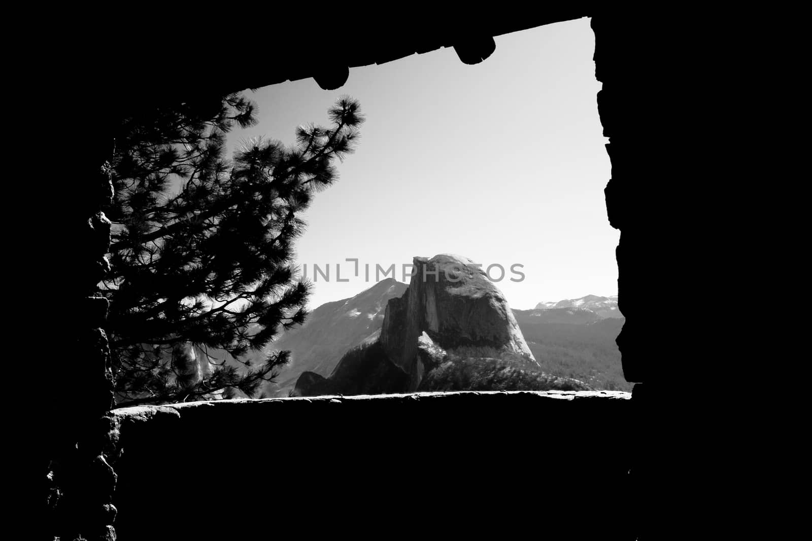 Mountain range viewed through from an observation point, Glacier Point, Yosemite Valley, Yosemite National Park, California, USA