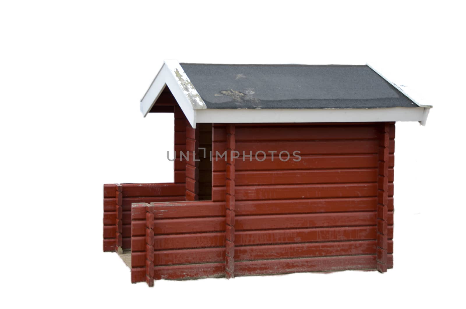 A red small fine Playhouse on playground