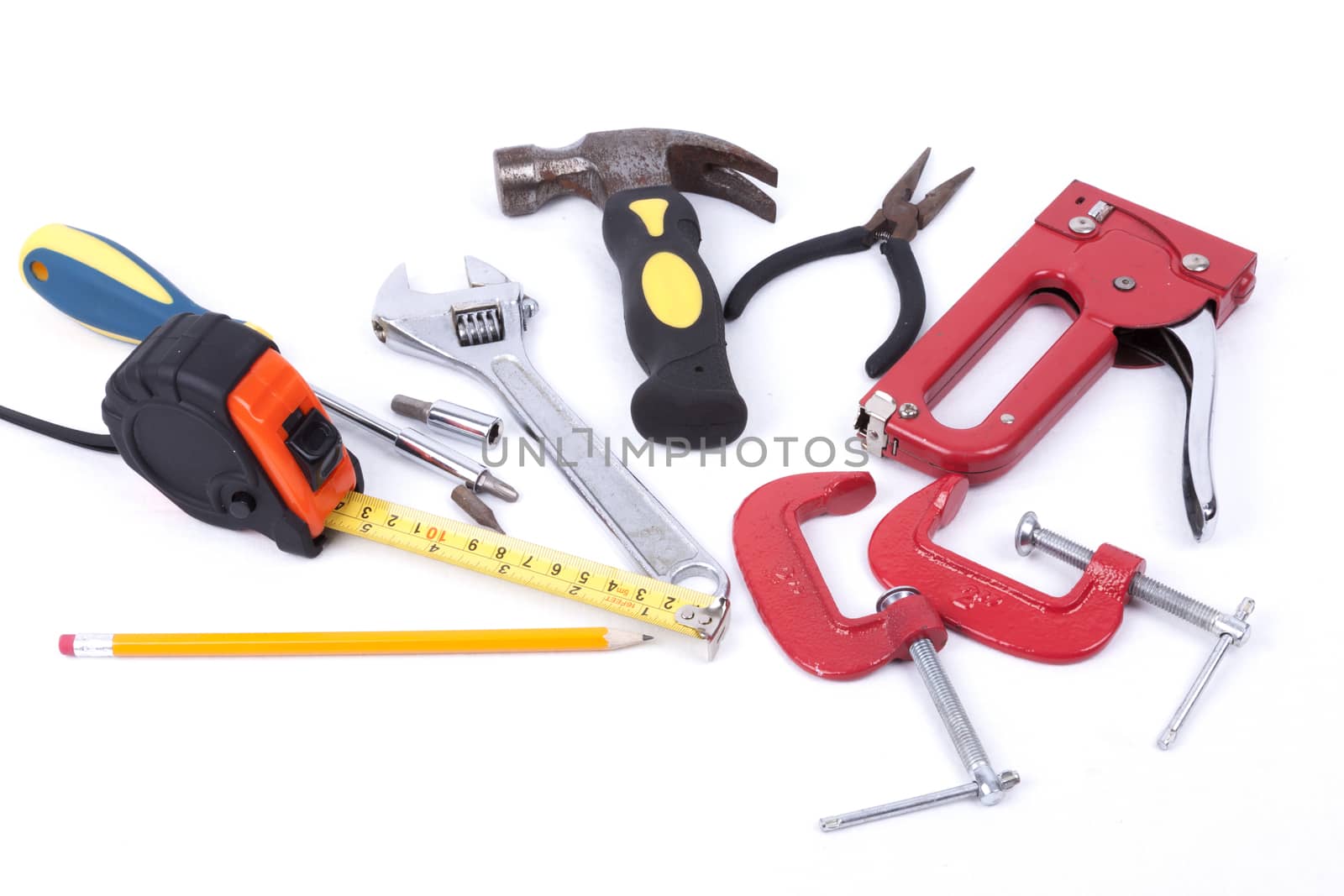 Set of tools isolated  on a white background