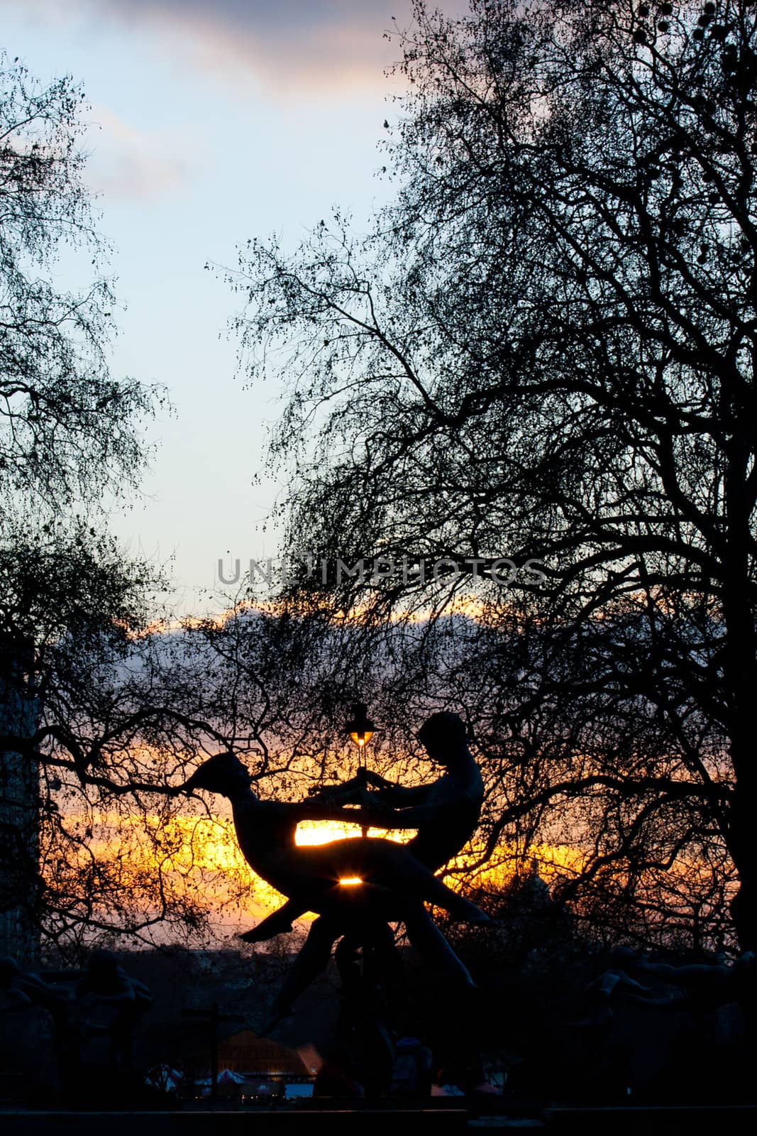 Silhouette of sculptures at Hyde Park, London, England