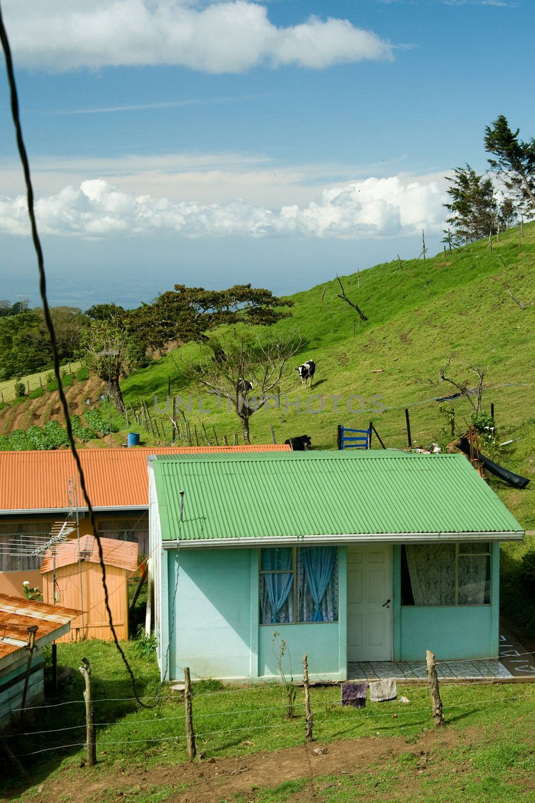 A small house on the hill in the countryside of Costa Rica.