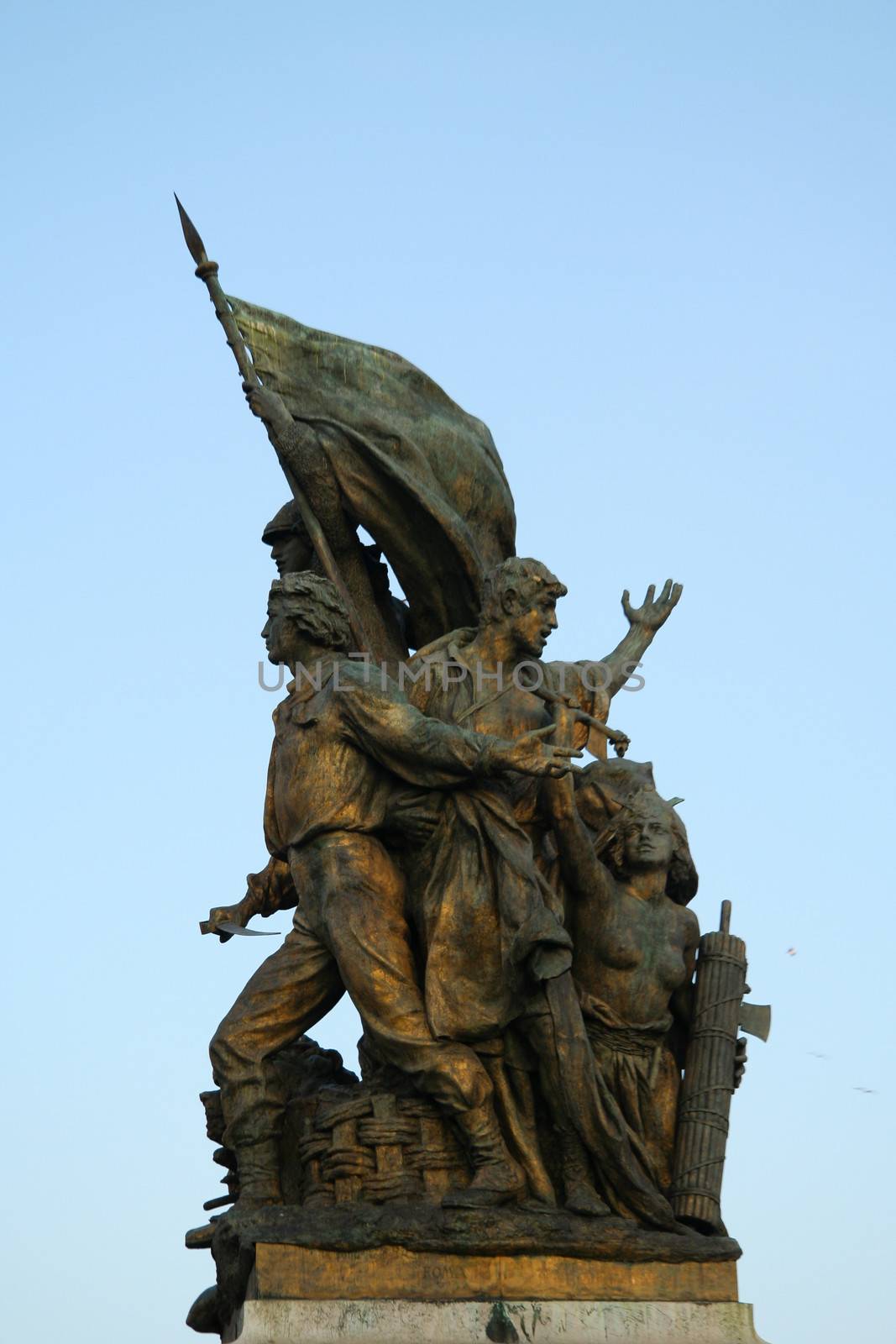 Low angle view of statues at a monument, Vittorio Emanuele Monument, Piazza Venezia, Rome, Rome Province, Lazio, Italy