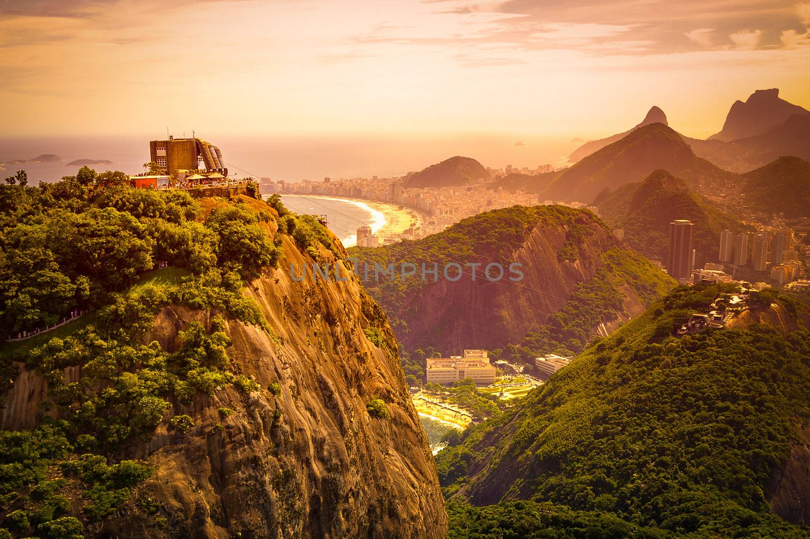 Mountain range at dusk, Sugarloaf Mountain, Guanabara Bay, Rio De Janeiro, Brazil