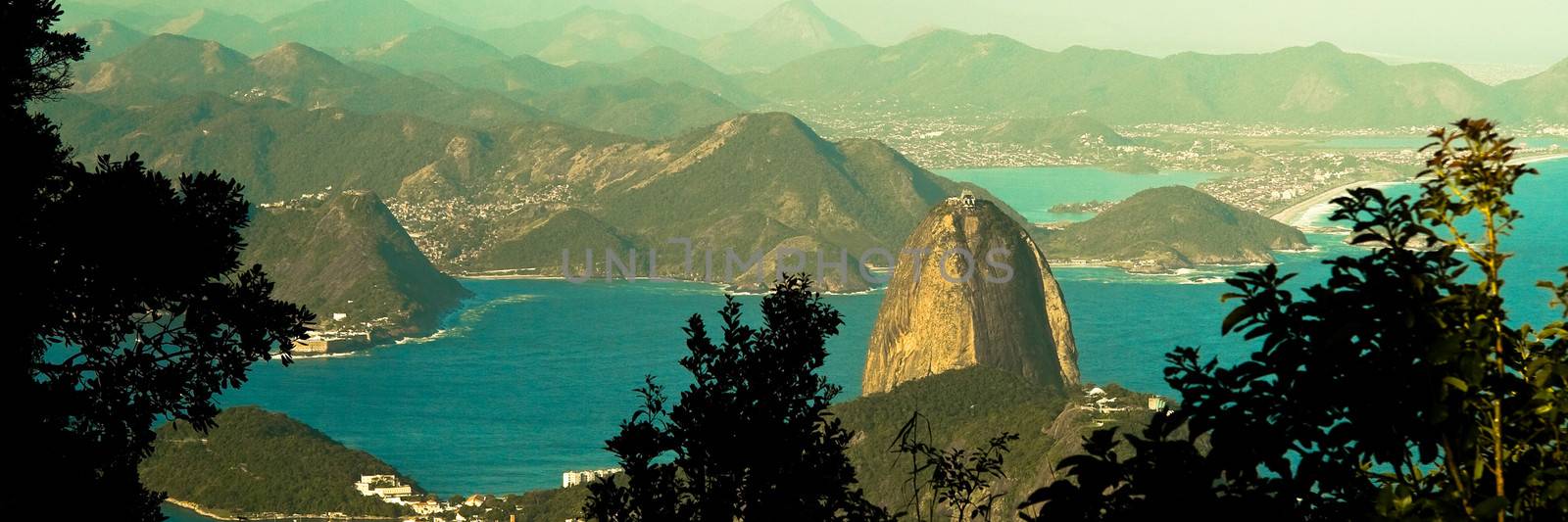 High angle view of Sugarloaf Mountain in Rio de Janeiro, Brazil