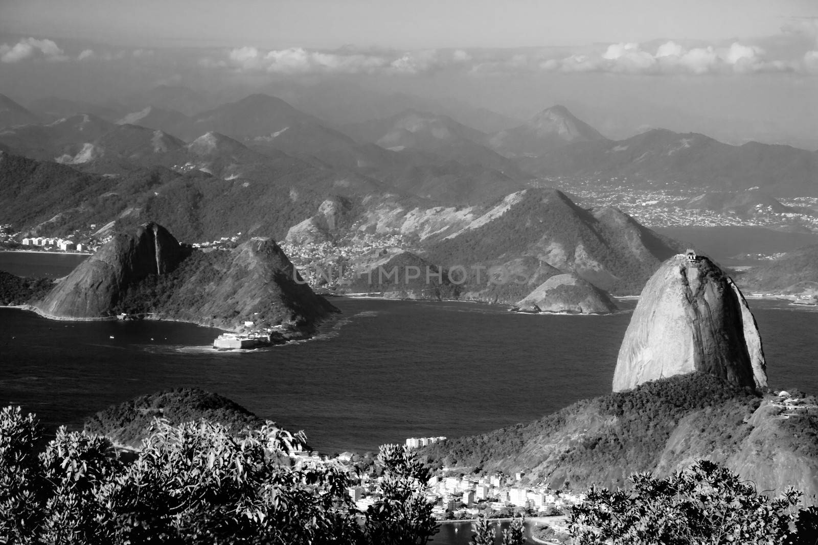 High angle view of Sugarloaf Mountain in Rio De Janeiro, Brazil