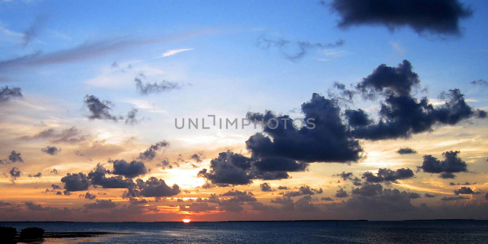 The sunset over the sea in Key West, Florida.