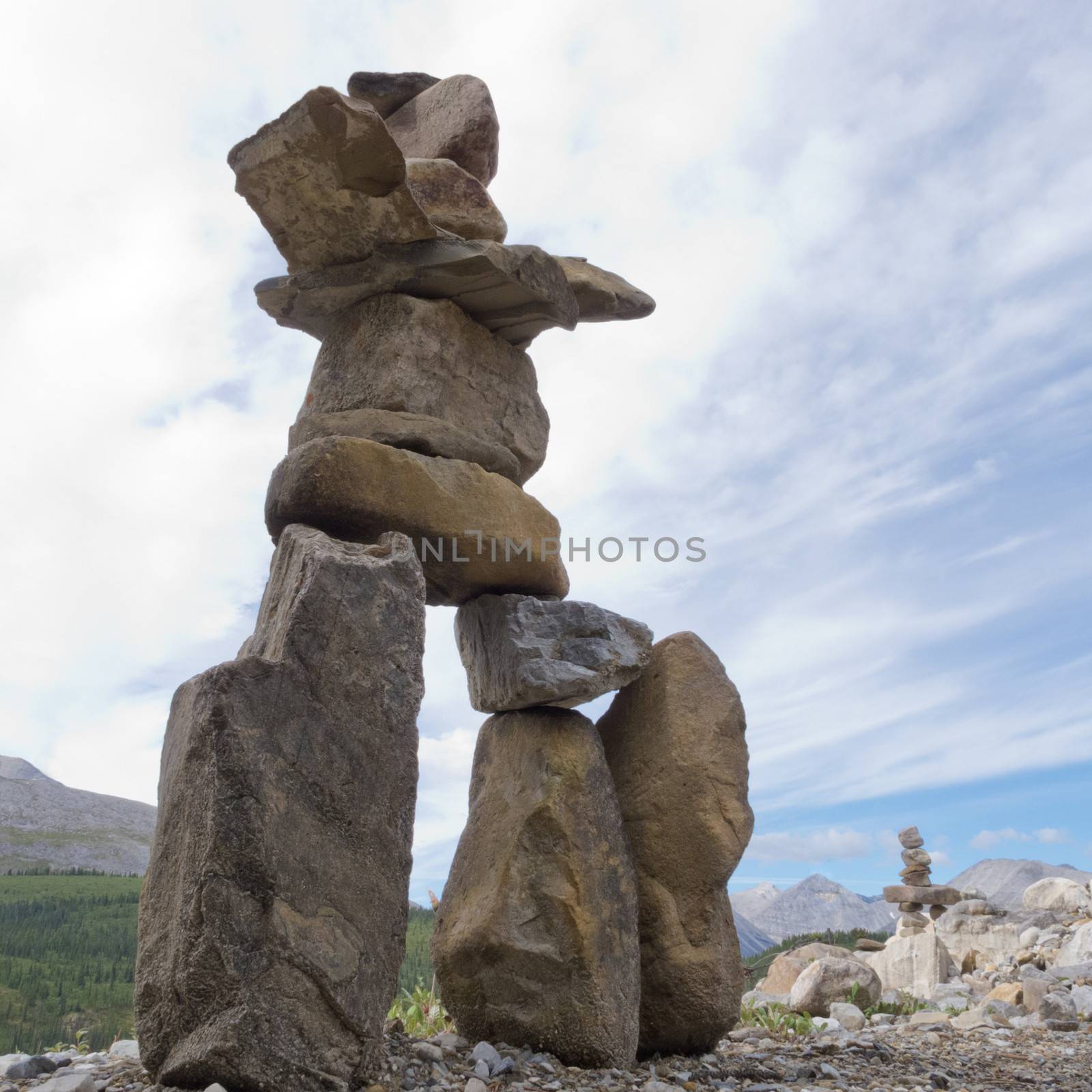 Inuksuk large stacked stones cairn trail marker by PiLens